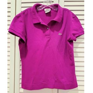 Lacoste Polo Shirt Magenta Cotton Girls size 14 (40) GUC Ladies Small